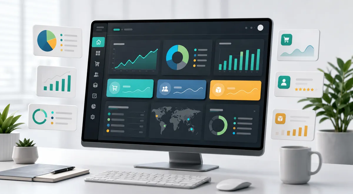Dashboard con ventas, clientes e indicadores del negocio